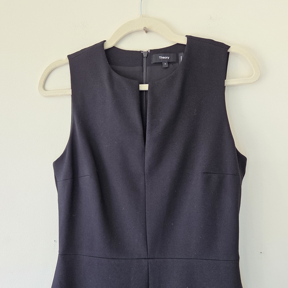Theory Miyani Midi Dress In Polished Ponte Black Size 4 - Picture 3 of 6